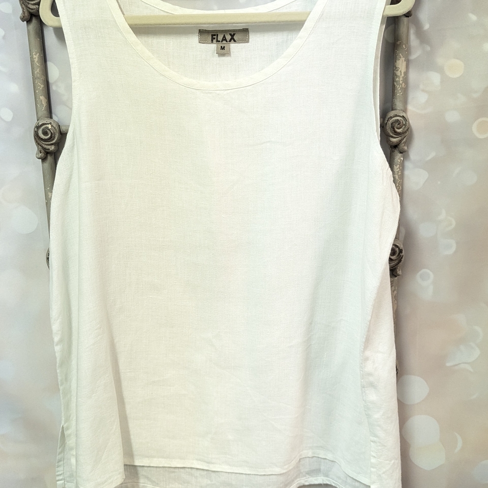 Flax Women's White Sleeveless Top